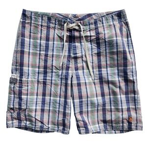 men's POLO Ralph Lauren plaid Swimwear‎ SHORTS trunks unlined Size 32